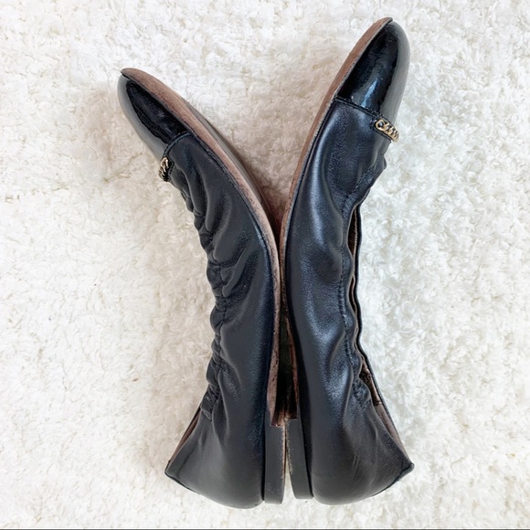 AGL Chain Detail Cap Toe Leather Ballet Flats - Picture 3 of 8